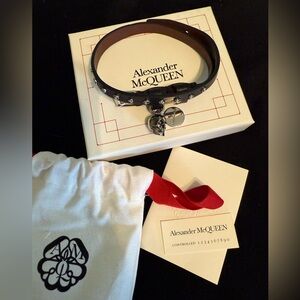 Alexander McQueen studded skull leather bracelet